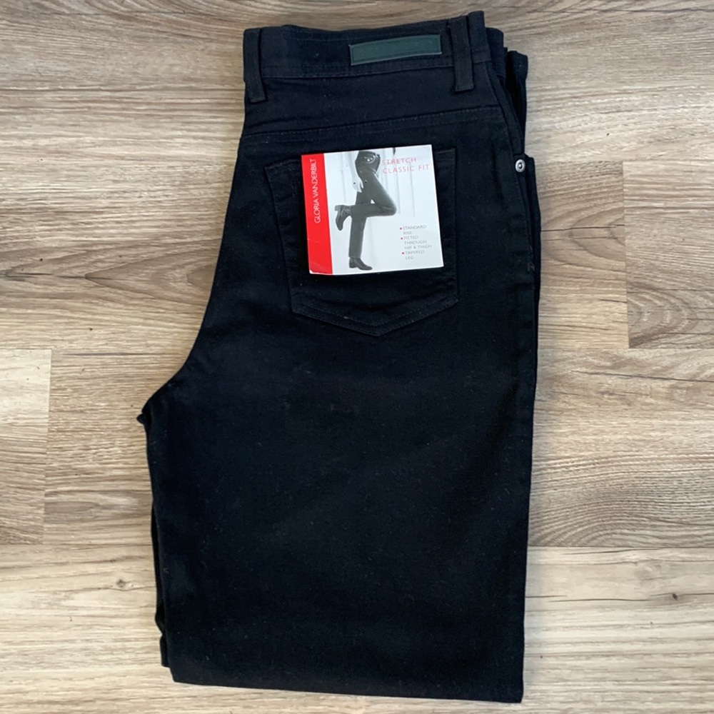 Gloria Vanderbilt Stretch Classic Fit Black Pants 10 M Jean GloriaVanderbilt New